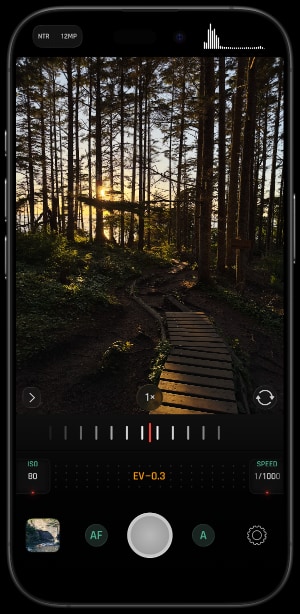 Optika Exposure Compensation and Histogram Interface